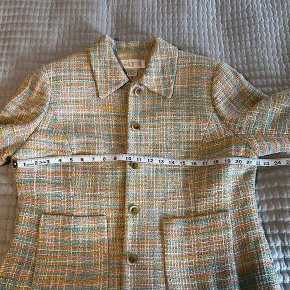 Élana by Tanner Beige Plaid Silk Rayon Blazer Jacket Women’s 12 Career Classic - Picture 9 of 16
